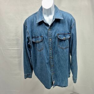Vintage Levi's Western Pearl Snap Denim Shirt Men's XL Workwear Classic Y2K 90's
